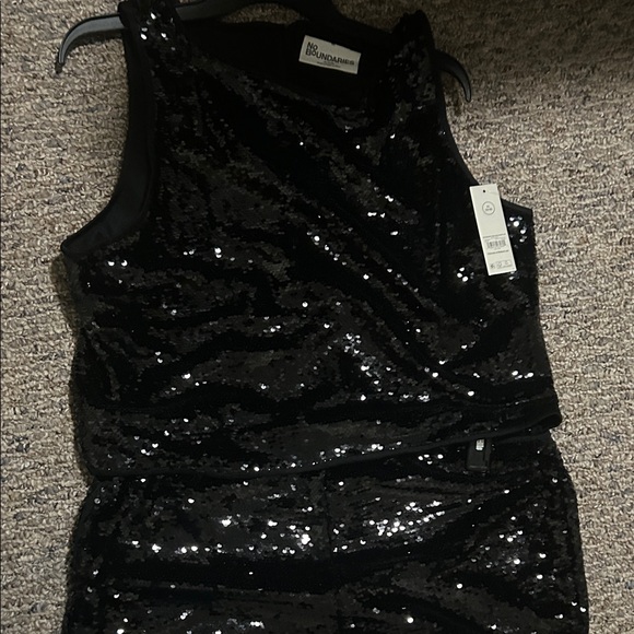 No Boundaries Tops - No Boundaries Black Sequin Sleevelss Top with matching shorts, Size XL 16/18 NWT